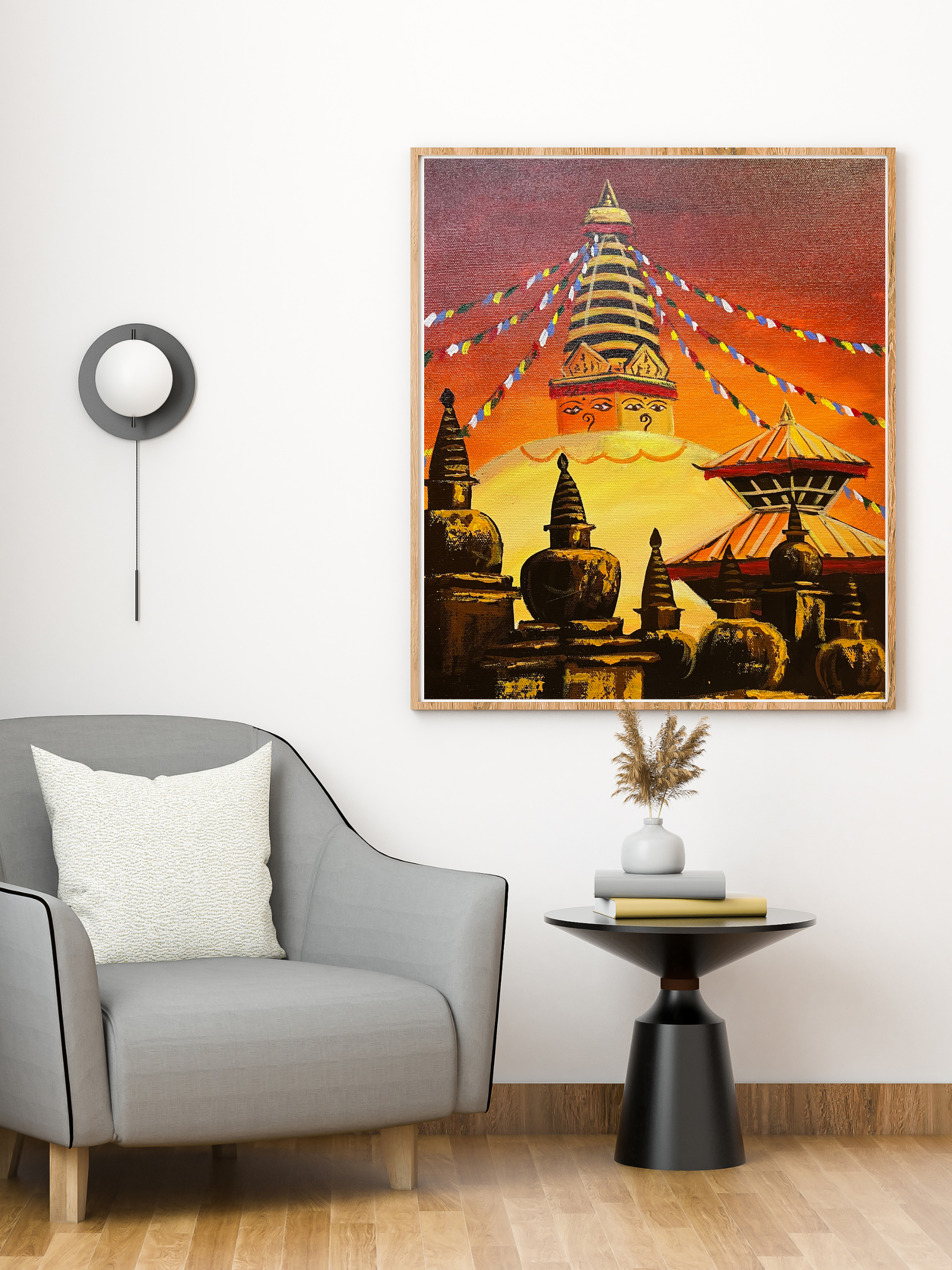 Swayambhunath Stupa OIl Painting