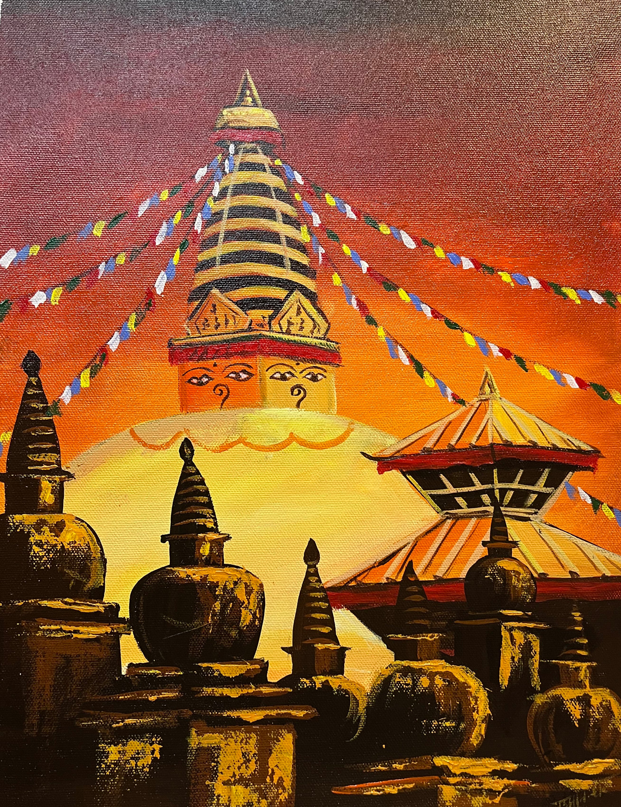 Swayambhunath Stupa OIl Painting