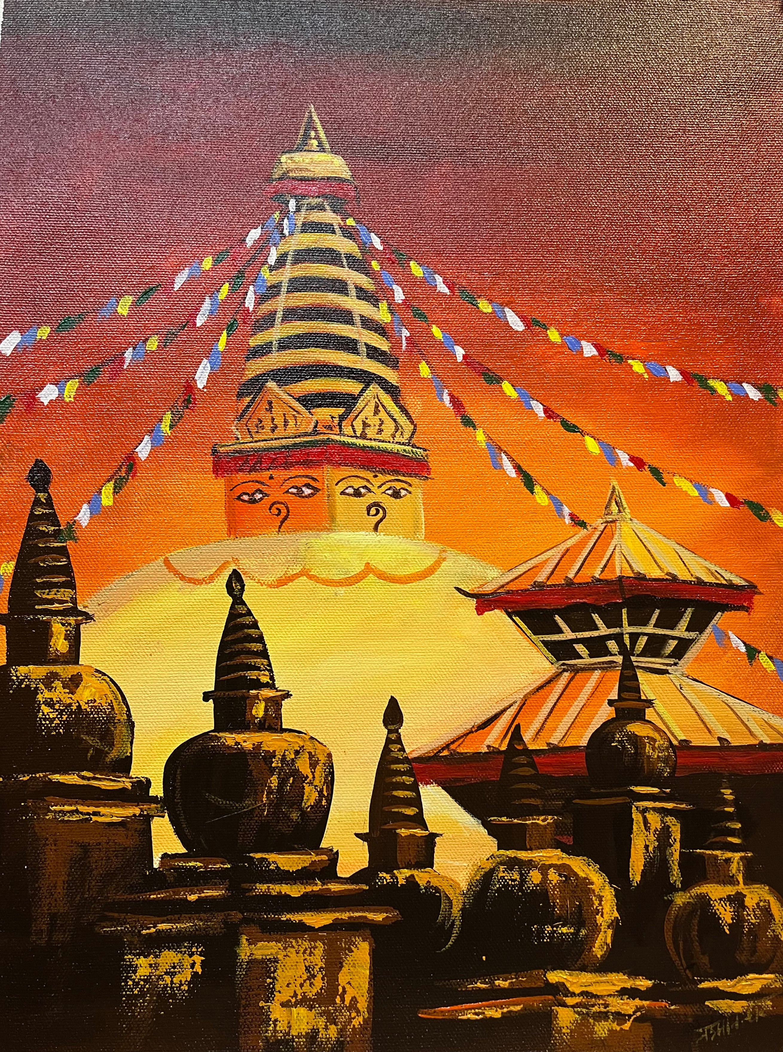 Swayambhunath Stupa OIl Painting