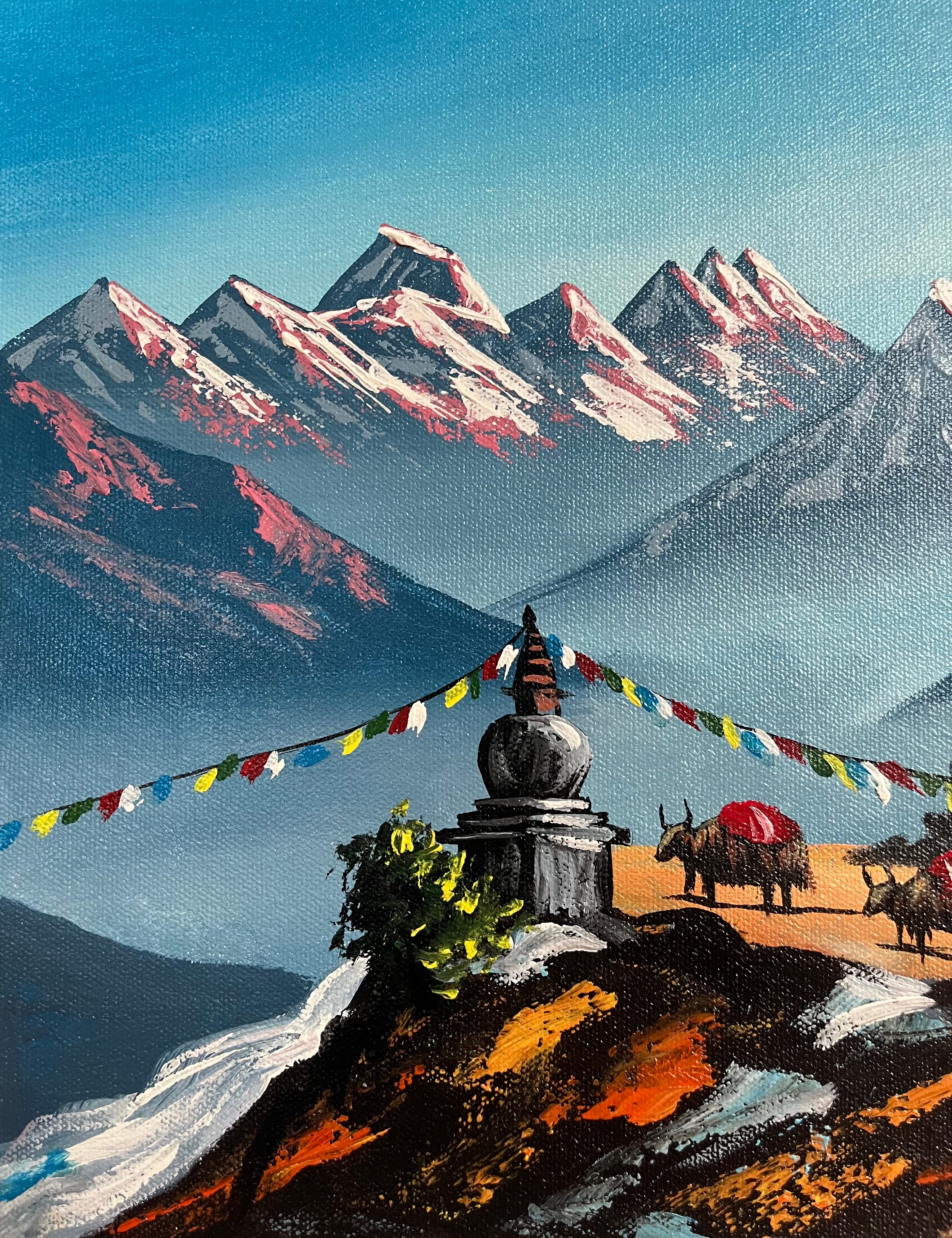 Mount Ama Dablam & Mount Everest Oil Painting