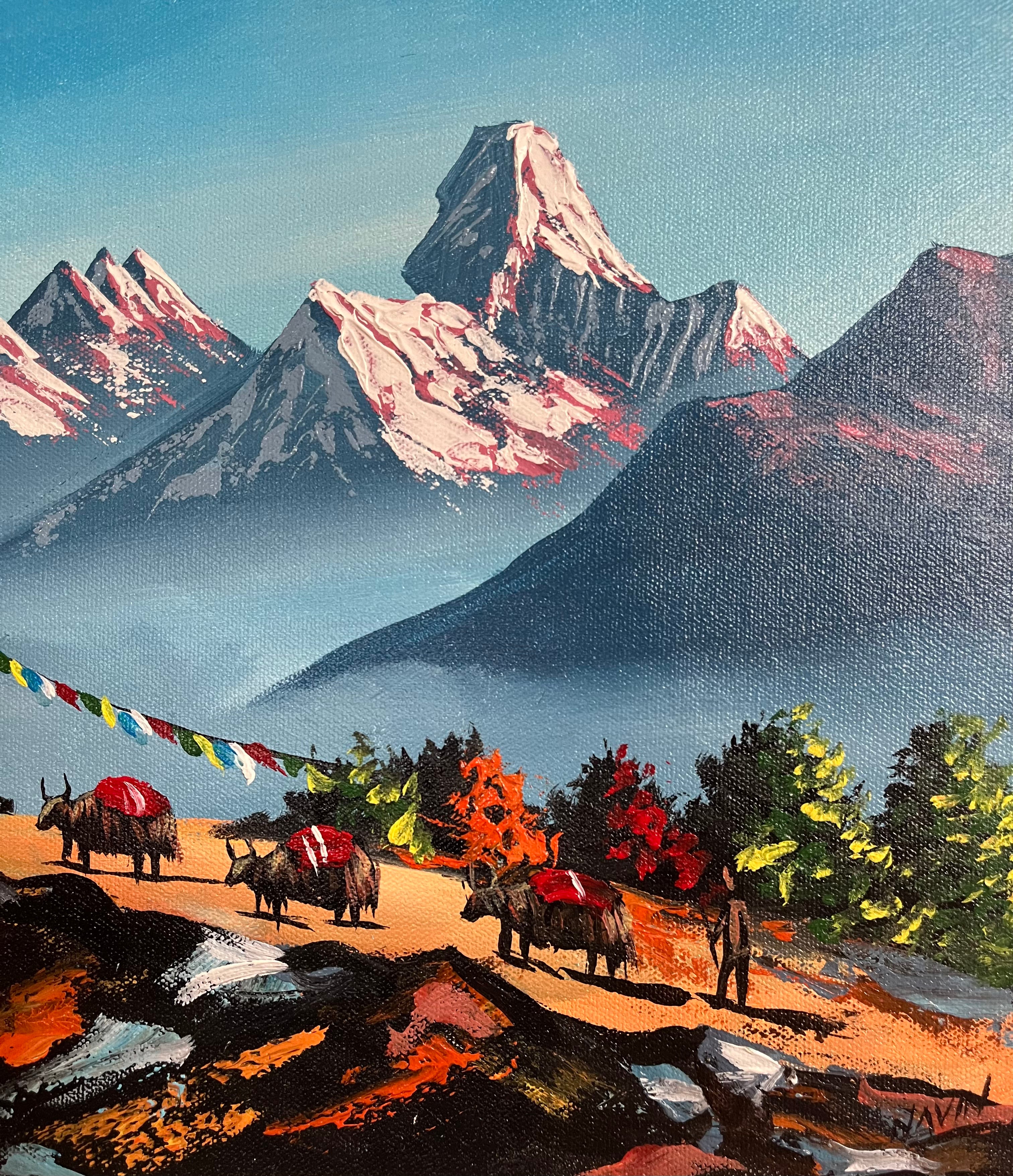 Mount Ama Dablam & Mount Everest Oil Painting