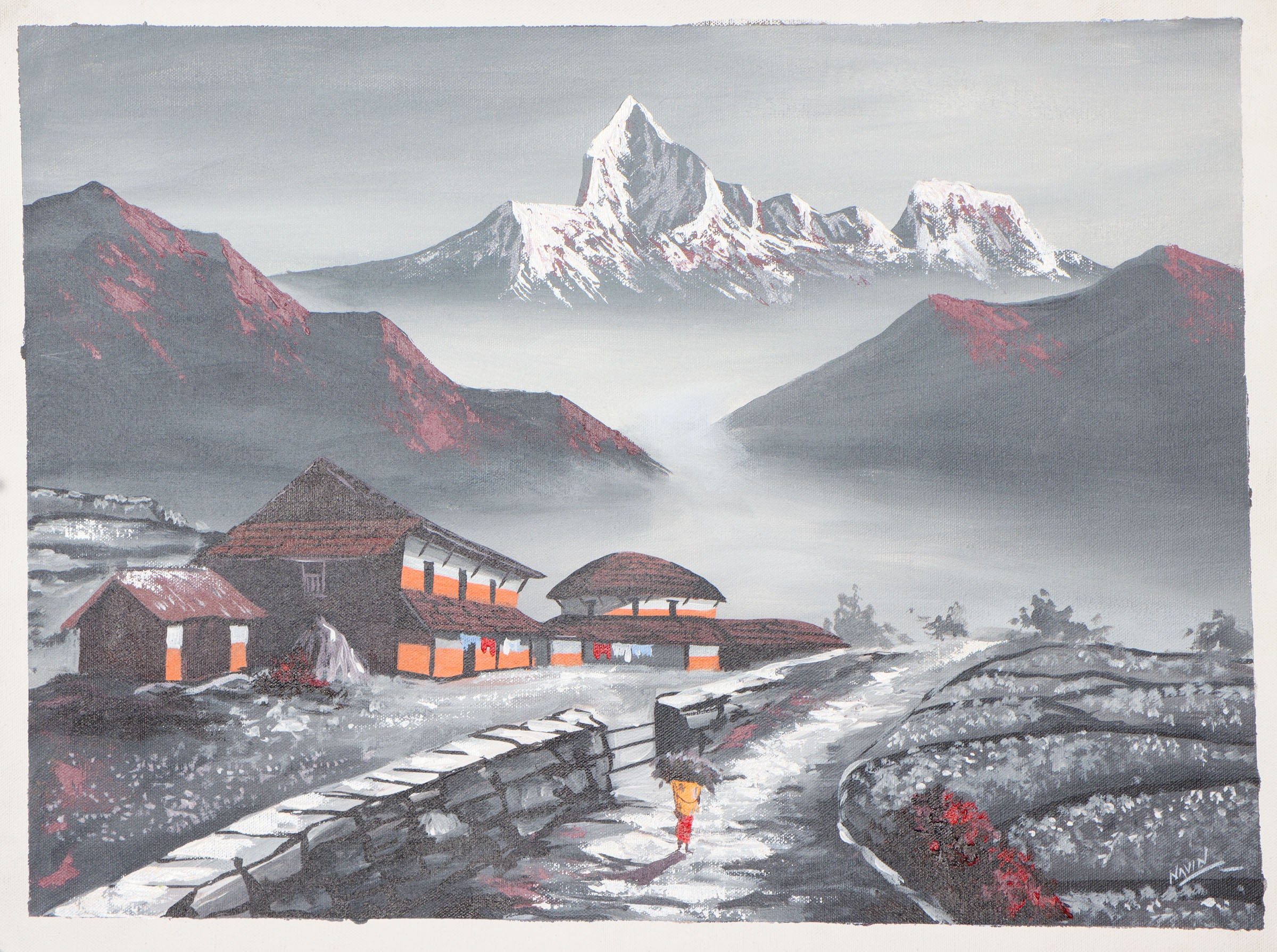 Oil Painting of Ama Dablam - Tibetan Art