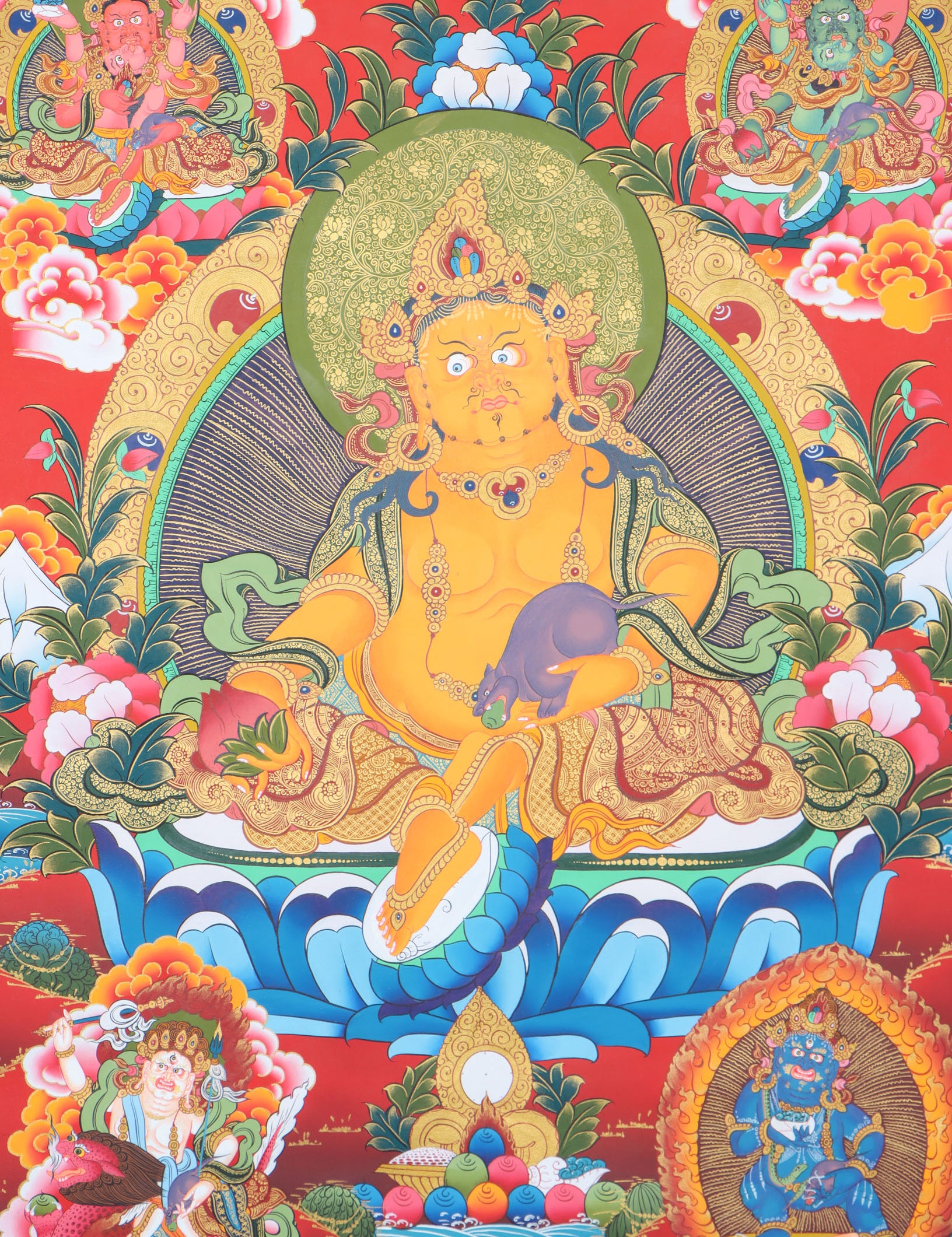 Pancha Kuber Thangka Painting for wealth and preposperity.