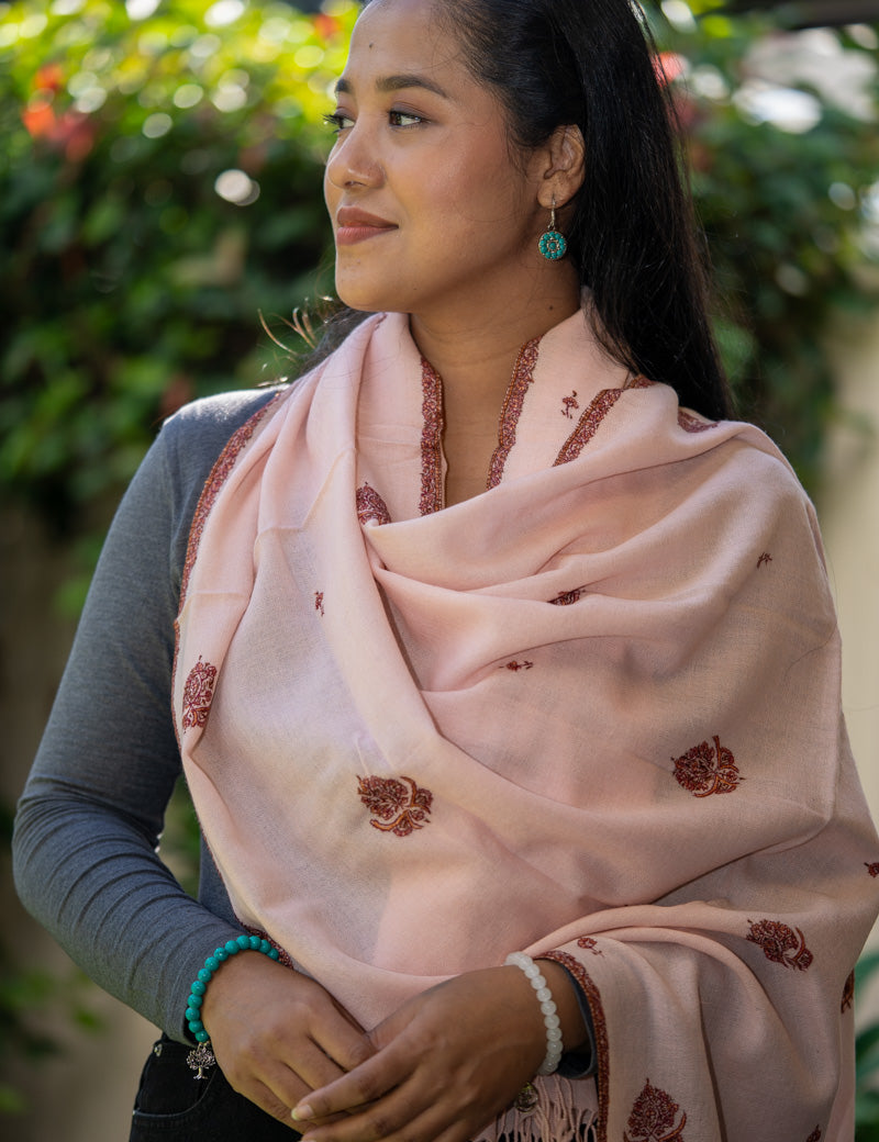 Light Embroidery Pashmina Shawl for every day use.