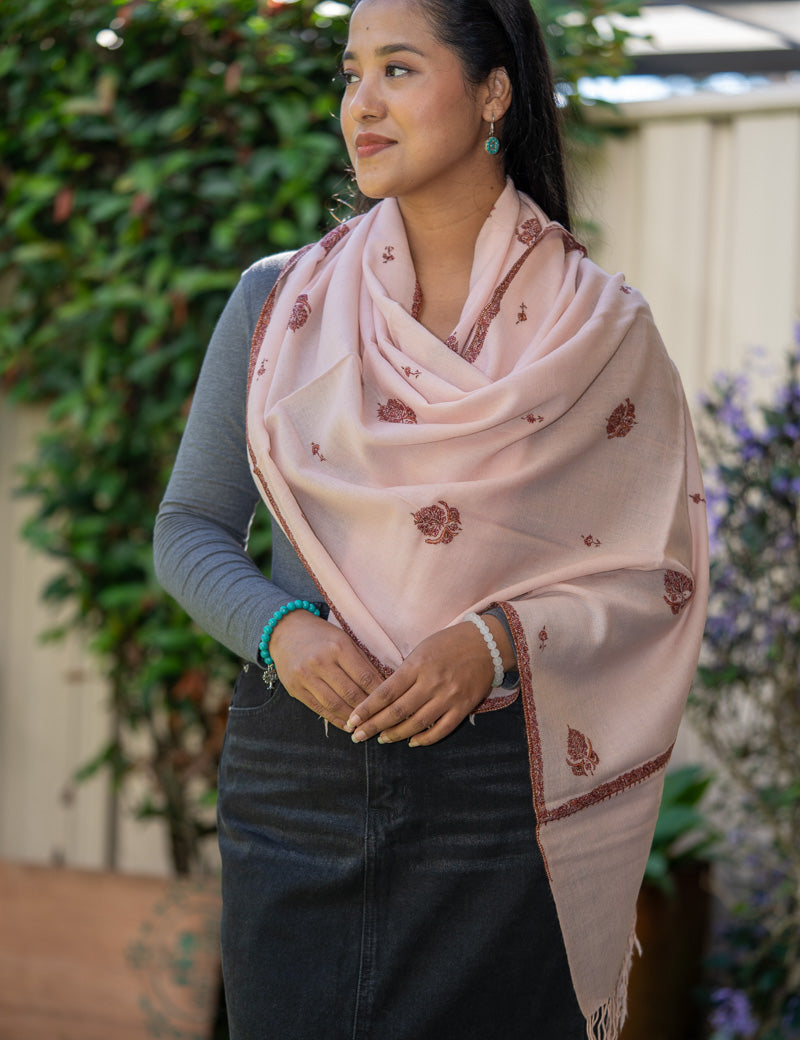 Light Embroidery Pashmina Shawl for every day use.