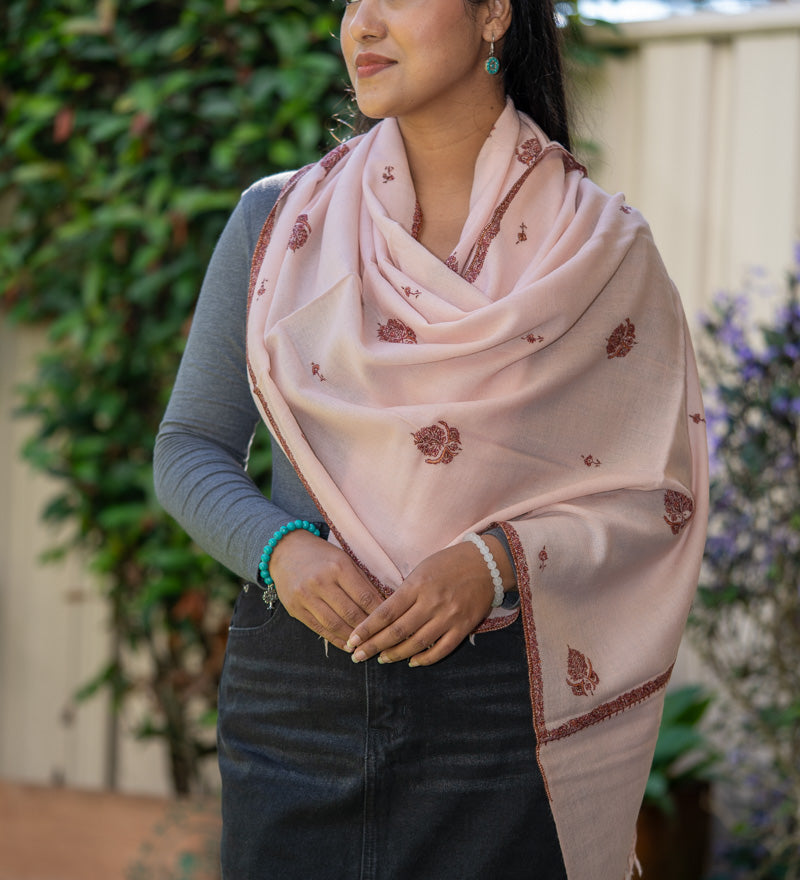 Light Embroidery Pashmina Shawl for every day use.