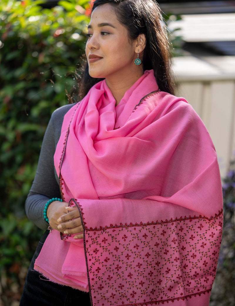 Hand Embroidered Pashmina Shawl for uplifting your fashion wear.