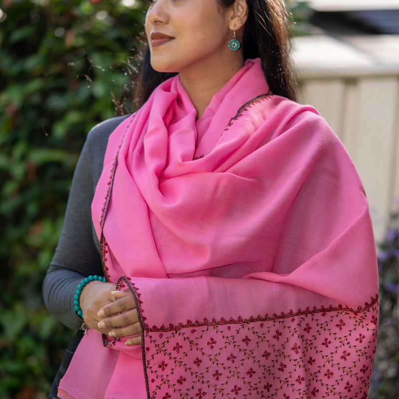 Hand Embroidered Pashmina Shawl for uplifting your fashion wear.