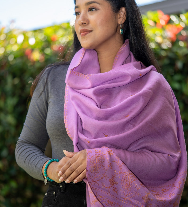 Embroidered Pashmina Shawl - Handwoven shawl