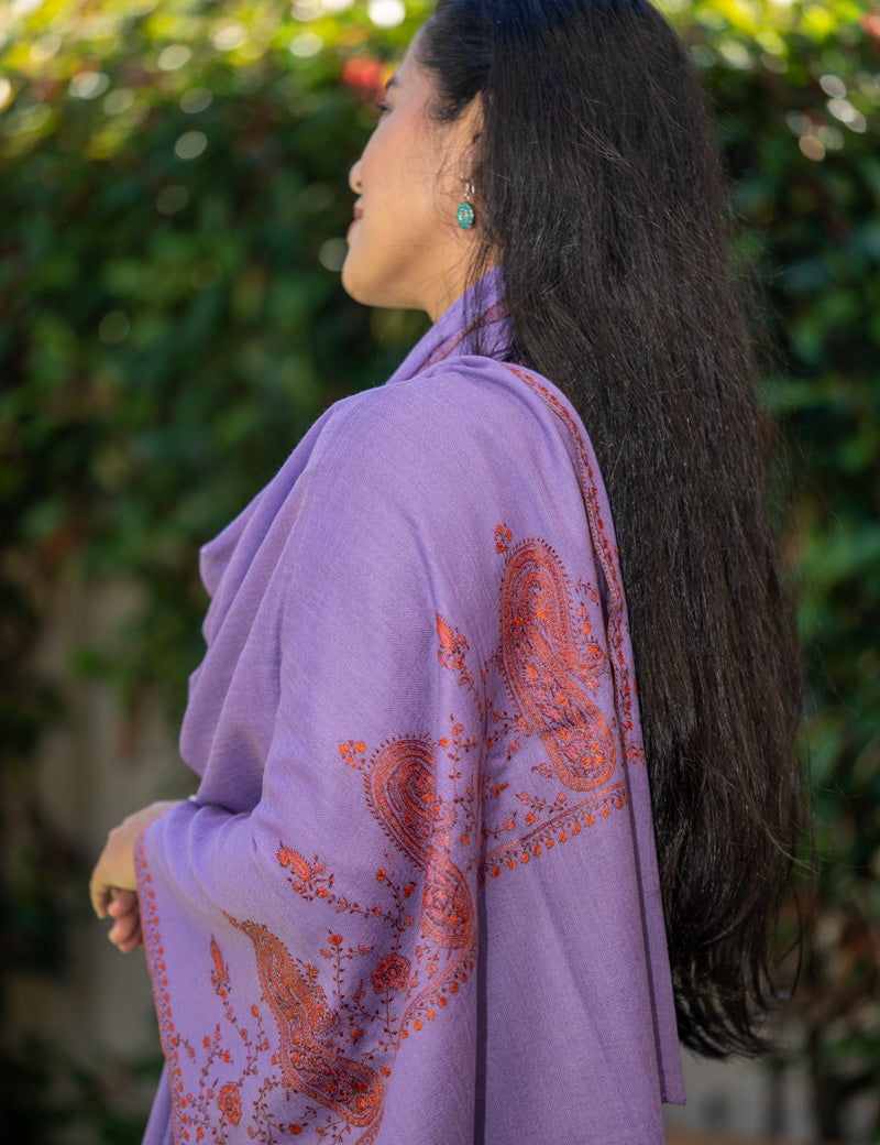 Hand Embroidered Pashmina Shawl - 100 % Cashmere