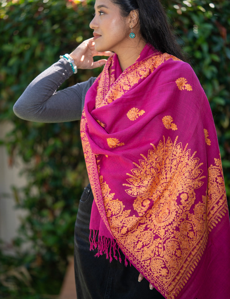 Heavy Embroidered Pashmina Shawl - Shop now.