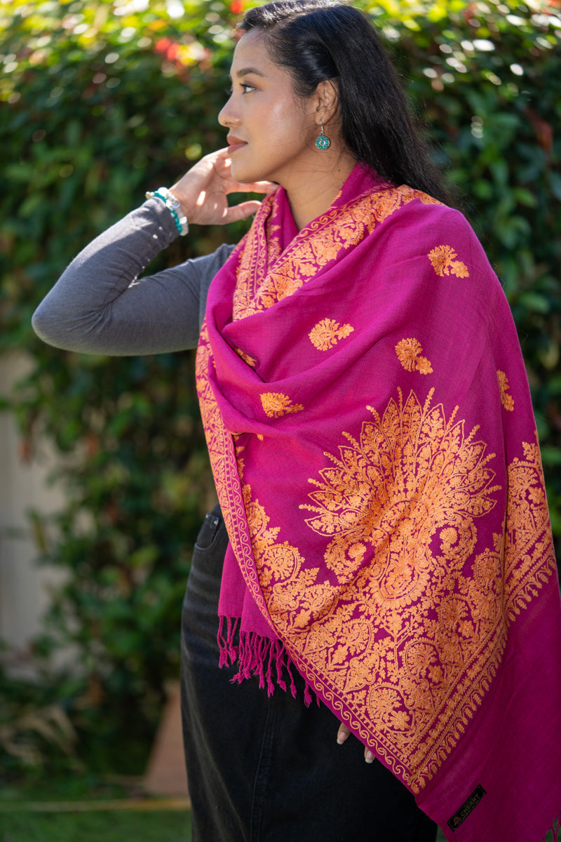 Heavy Embroidered Pashmina Shawl - Shop now.