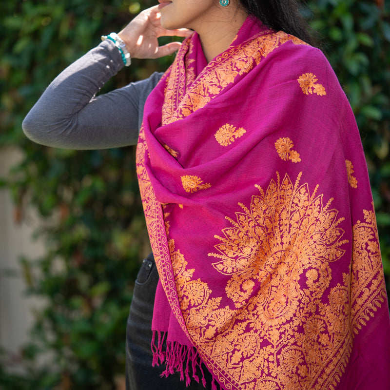 Heavy Embroidered Pashmina Shawl - Shop now.