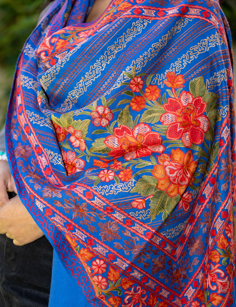 Heavy Embroidered Pashmina Shawl - handwoven cashmere shawl