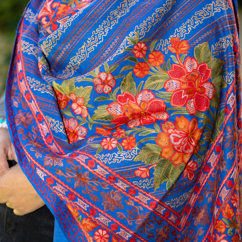 Heavy Embroidered Pashmina Shawl - handwoven cashmere shawl