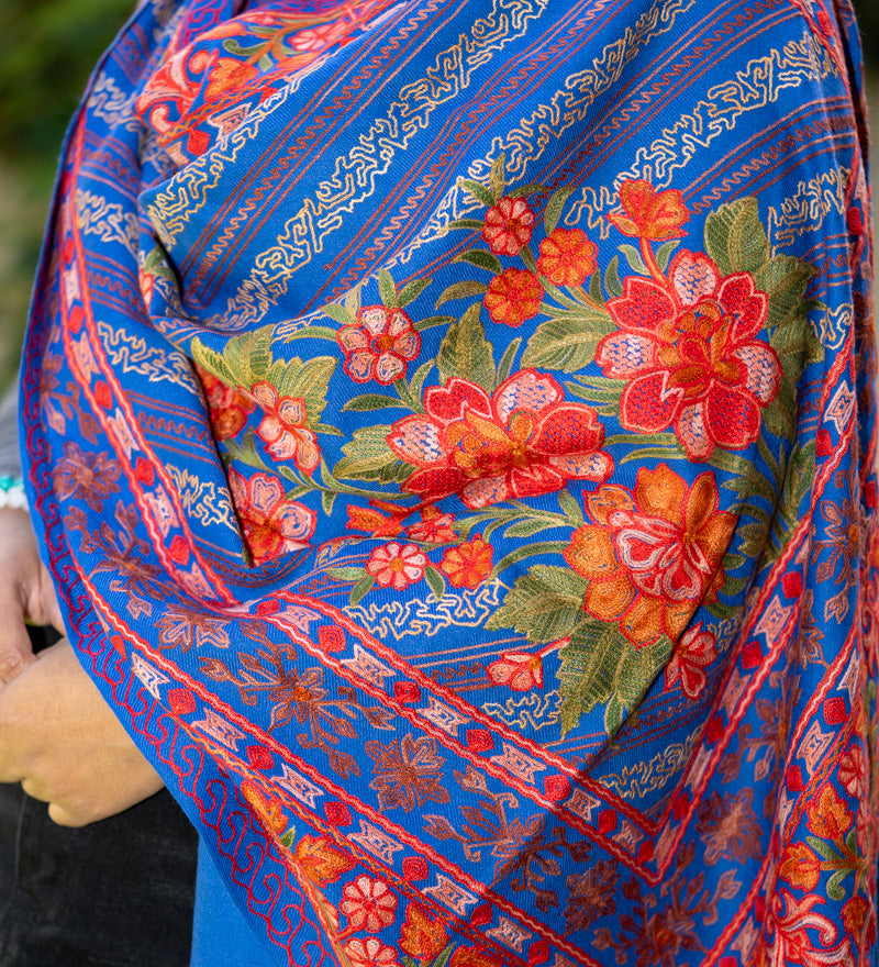 Heavy Embroidered Pashmina Shawl - handwoven cashmere shawl