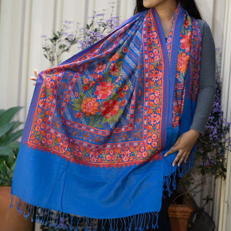 Heavy Embroidered Pashmina Shawl - handwoven cashmere shawl