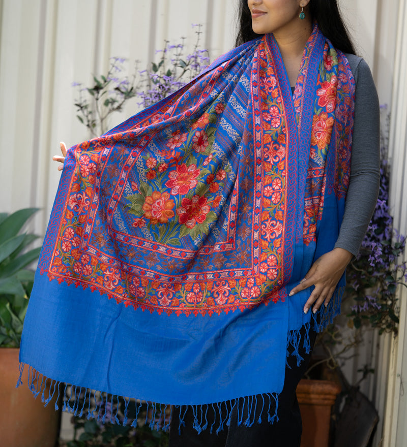 Heavy Embroidered Pashmina Shawl - handwoven cashmere shawl