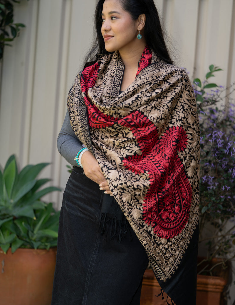 Heavy Embroidered Pashmina Shawl - Himalayas Shop