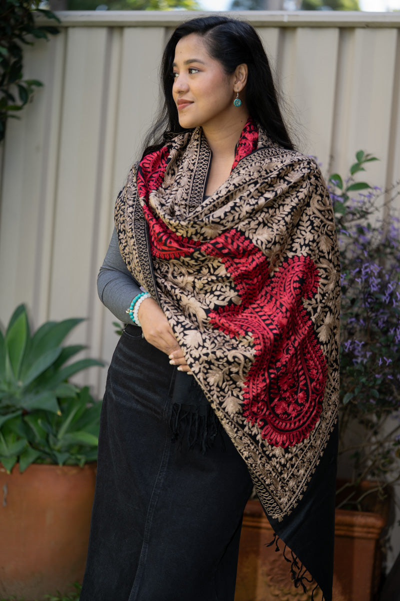 Heavy Embroidered Pashmina Shawl - Himalayas Shop