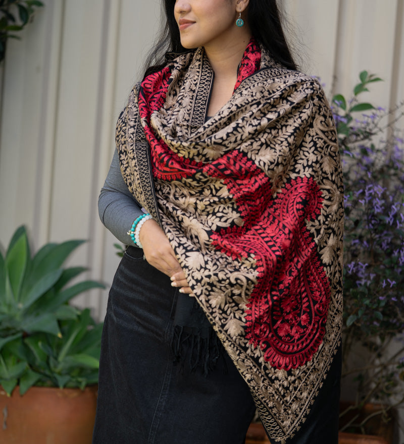 Heavy Embroidered Pashmina Shawl - Himalayas Shop