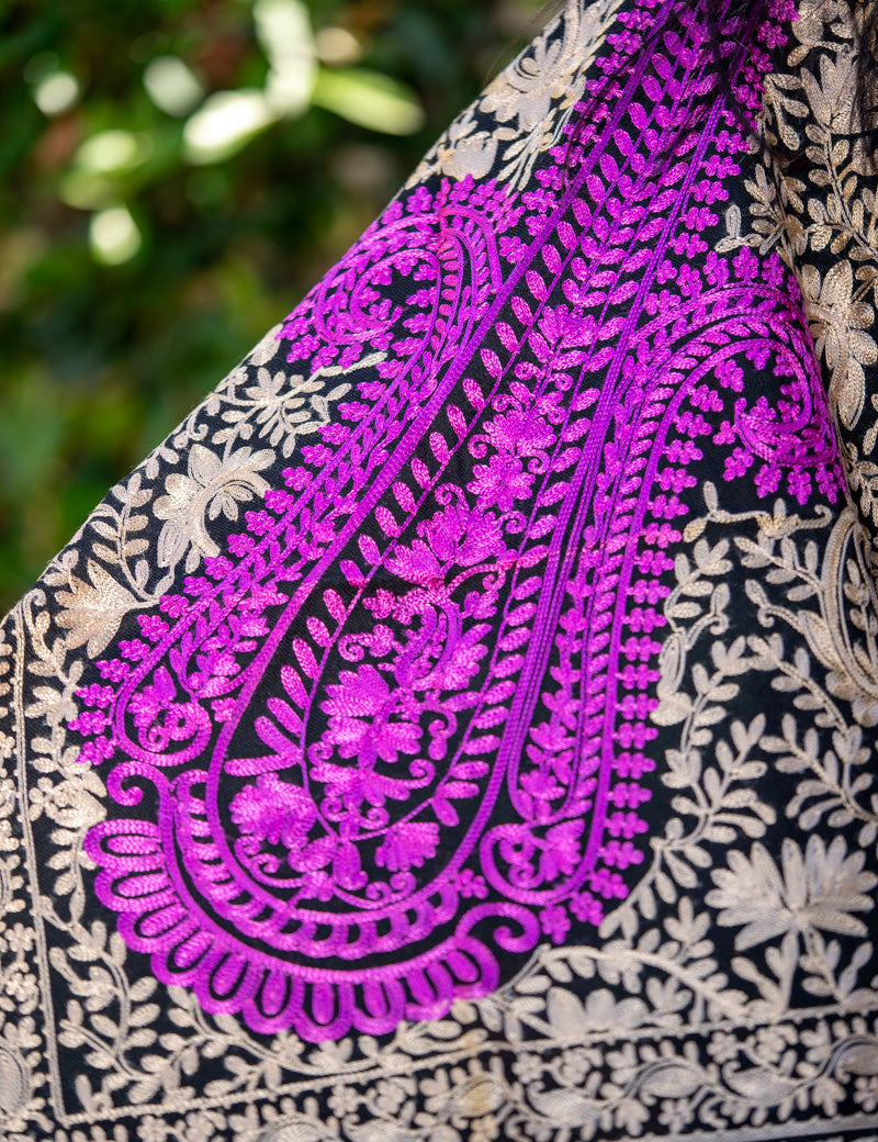 Heavy Embroidered Pashmina Shawl - Made with 100% authentic Cashmere