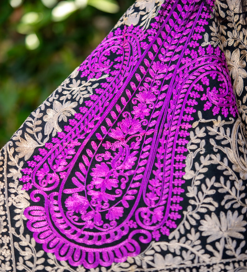 Heavy Embroidered Pashmina Shawl - Made with 100% authentic Cashmere