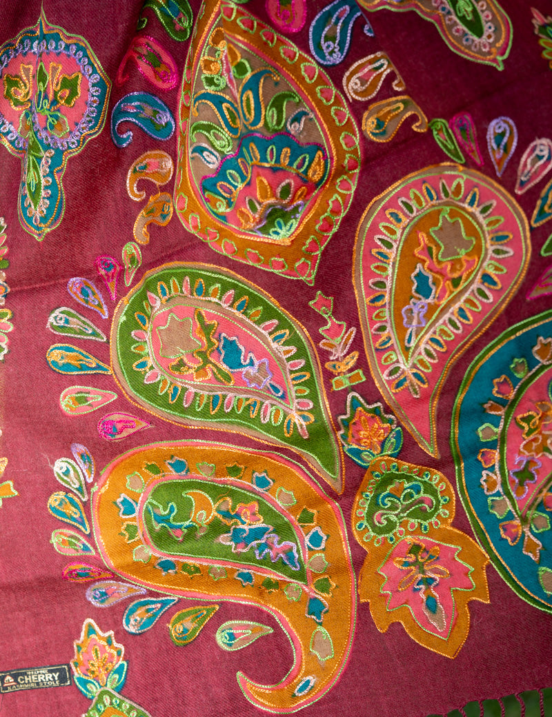 Heavy Embroidered Pashmina Shawl made with 100% cashmere.