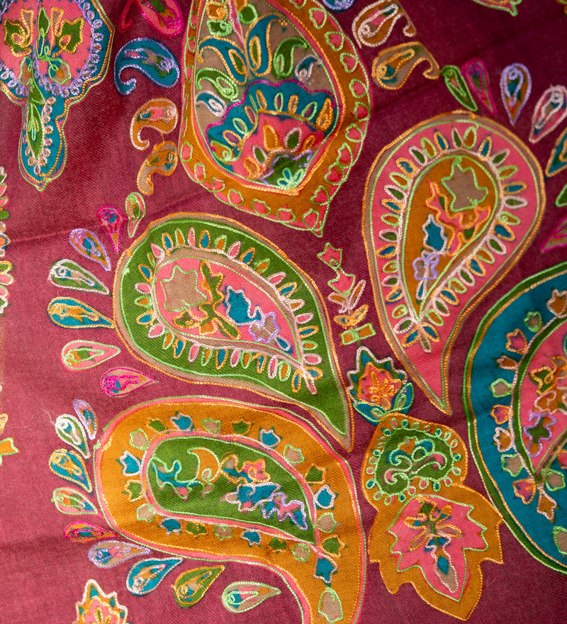 Heavy Embroidered Pashmina Shawl made with 100% cashmere.