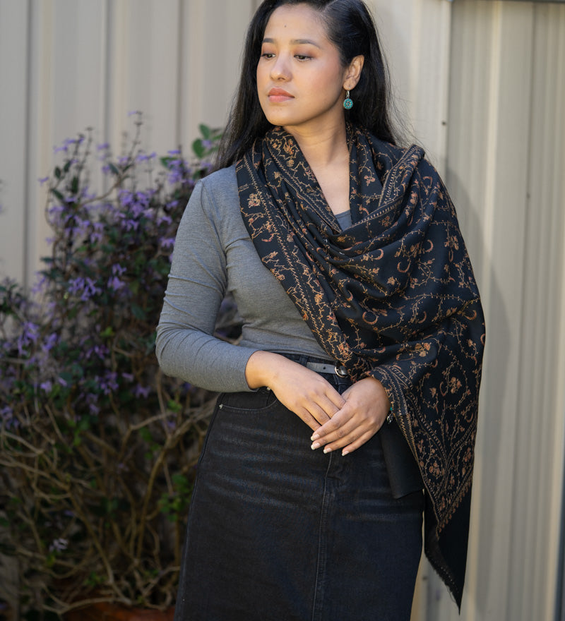 Embroidery Pashmina Shawl - Handwoven shawl for everyday wear.