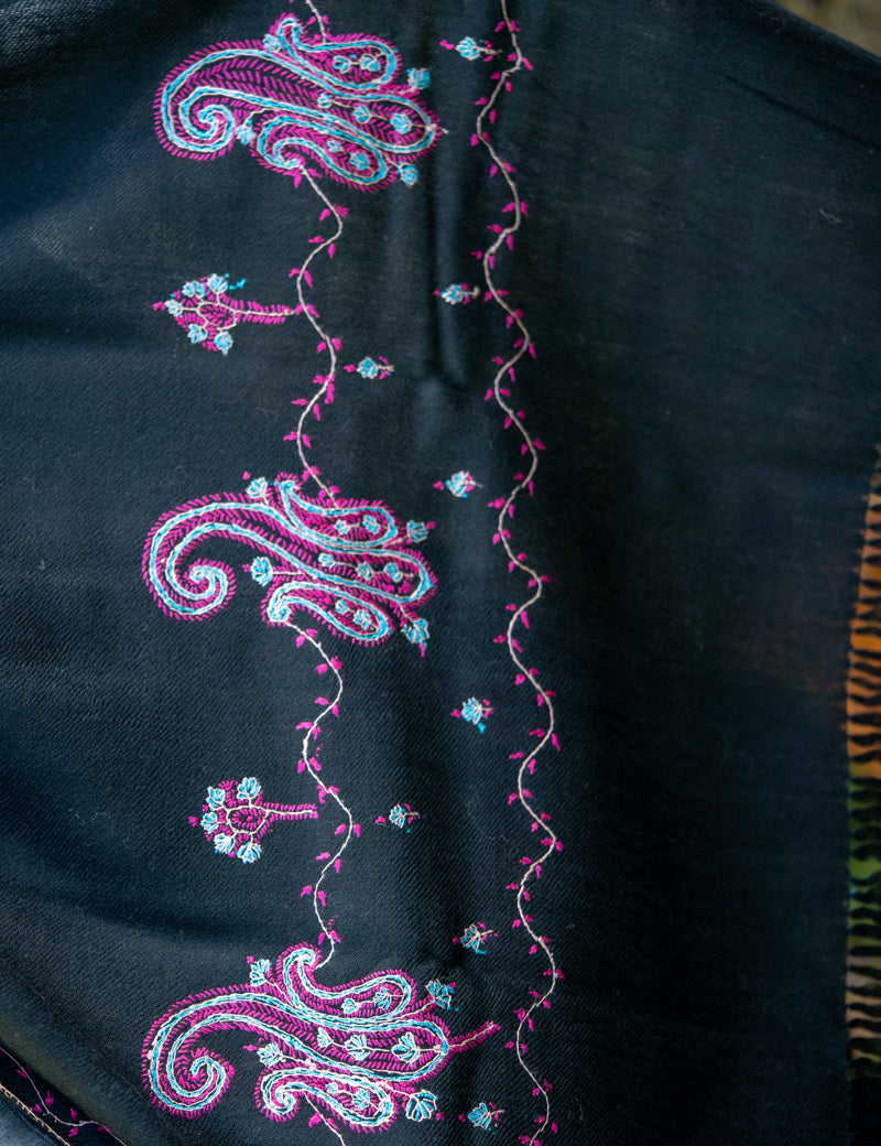 Light Embroidered Pashmina Shawl - handwoven shawl