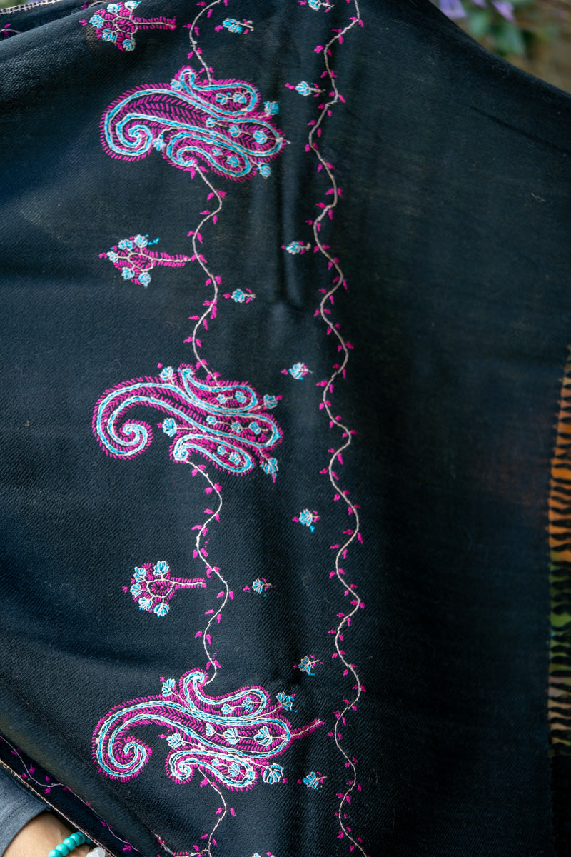 Light Embroidered Pashmina Shawl - handwoven shawl