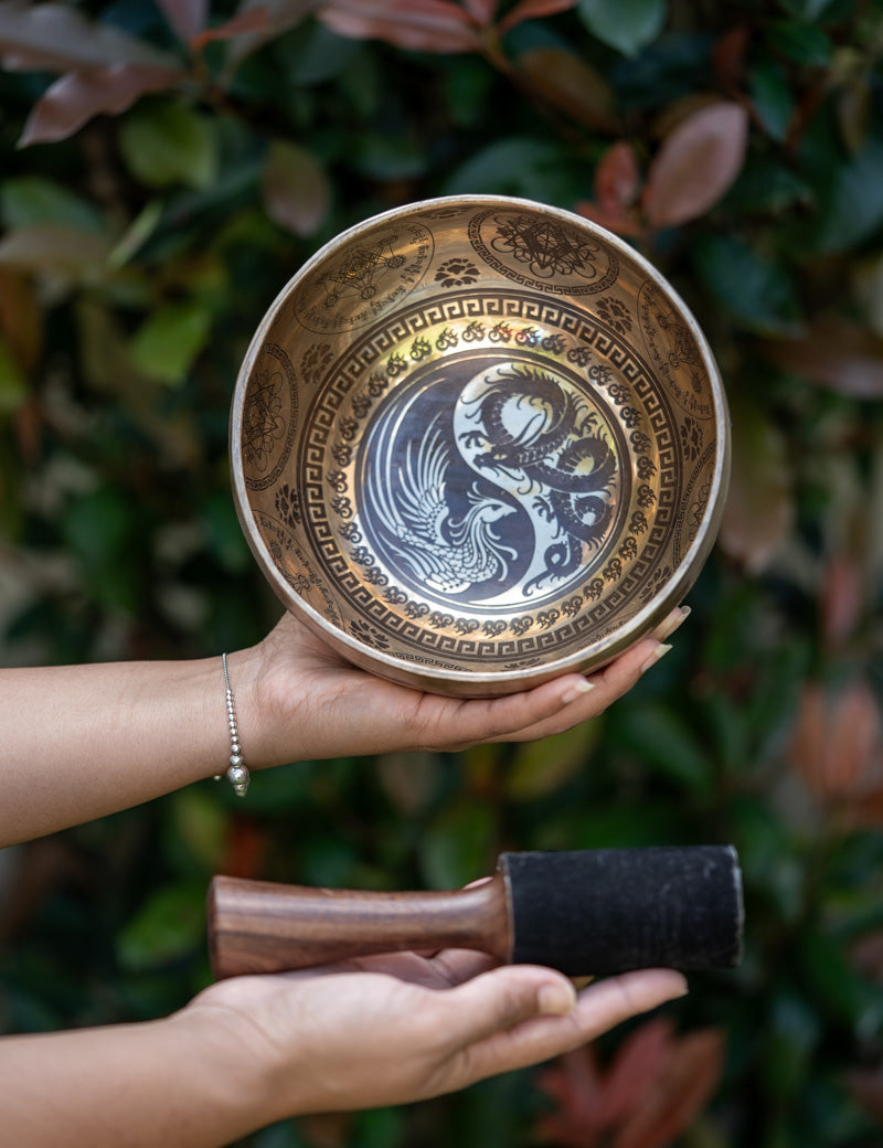 Peaceful Singing Bowl with carving design