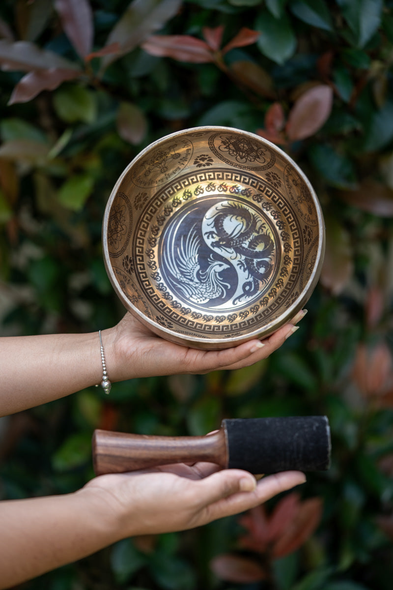 Peaceful Singing Bowl with carving design