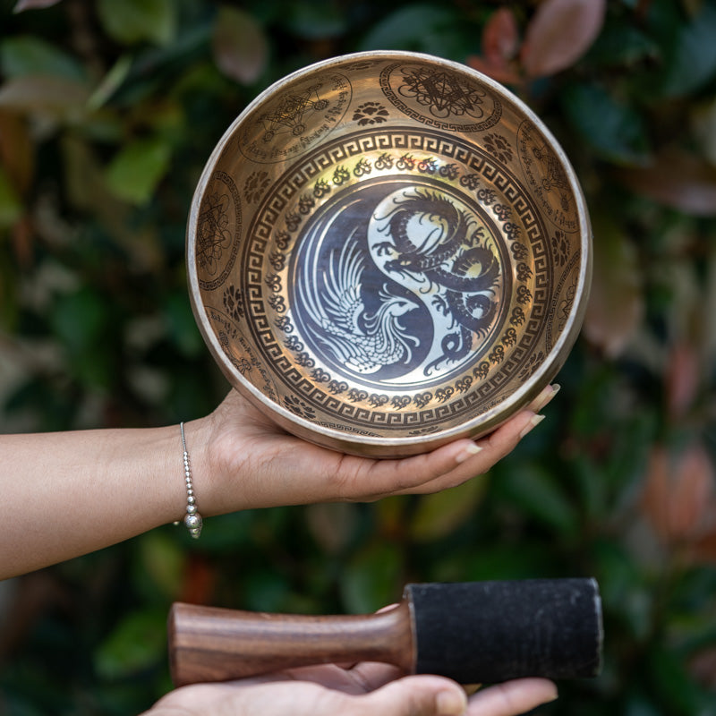 Peaceful Singing Bowl with carving design