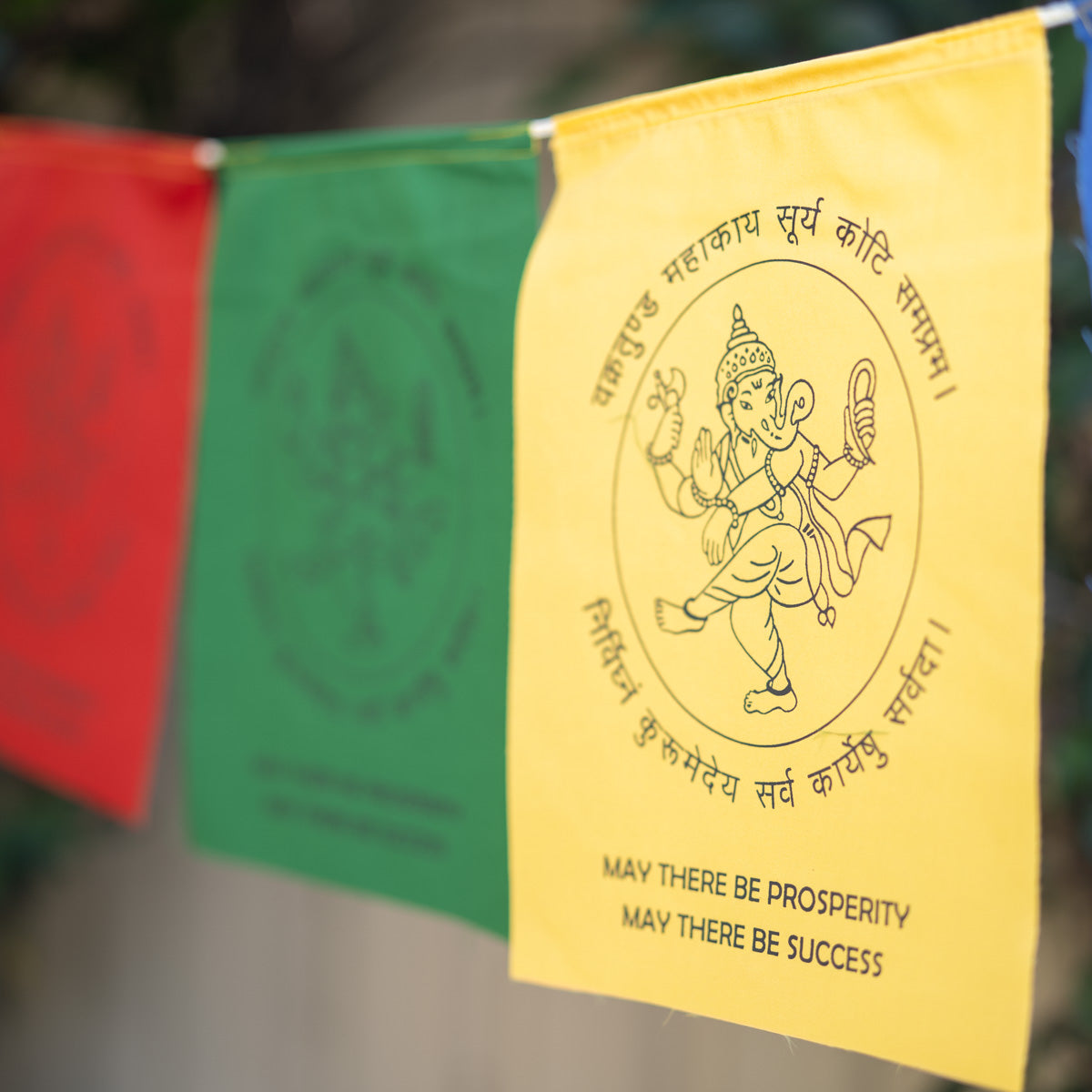 Auspicious wall hanging prayer flag with ganesh