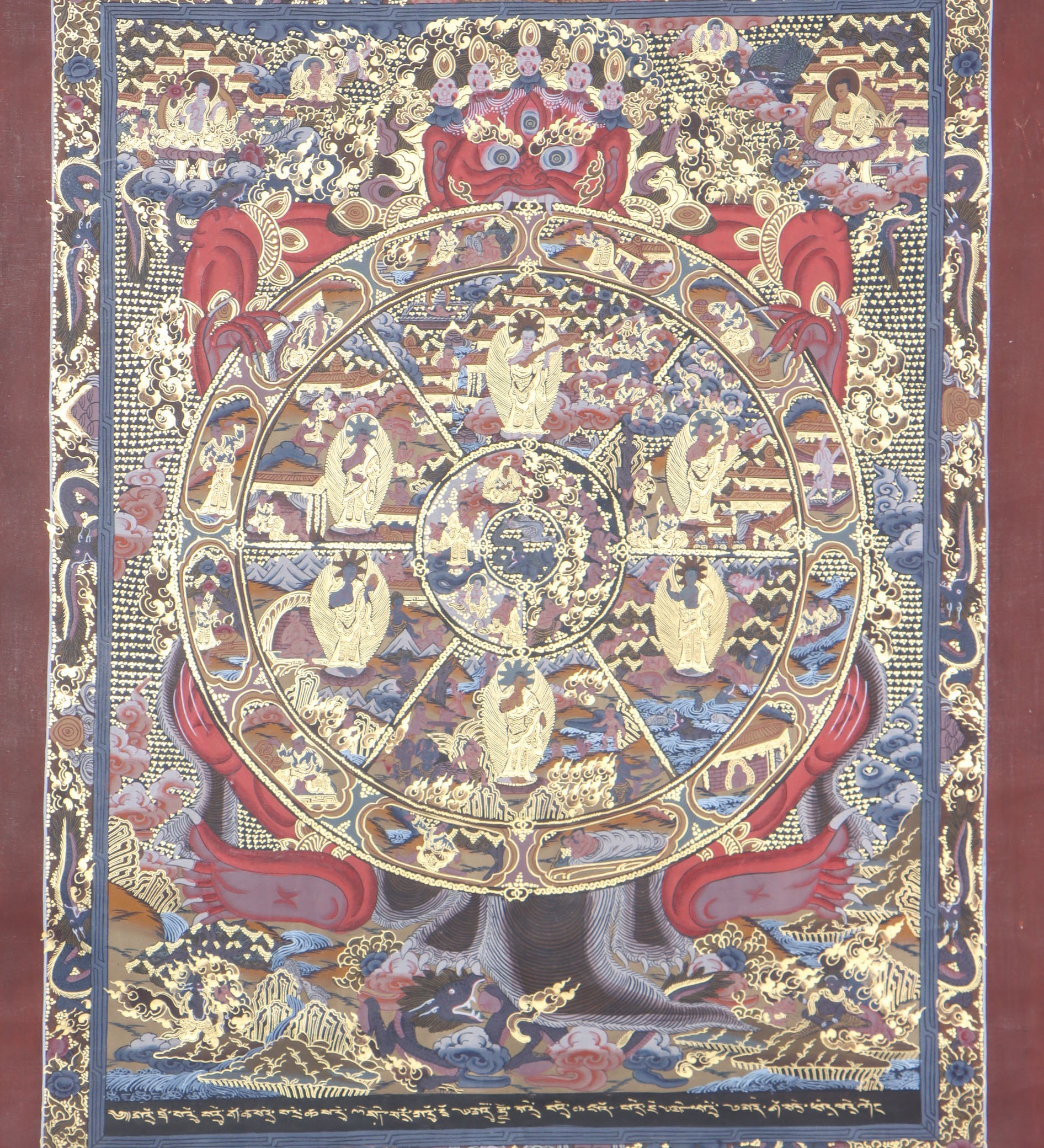 The Wheel of Life thangka illuminates Buddhism's suffering, impermanence, and liberation.