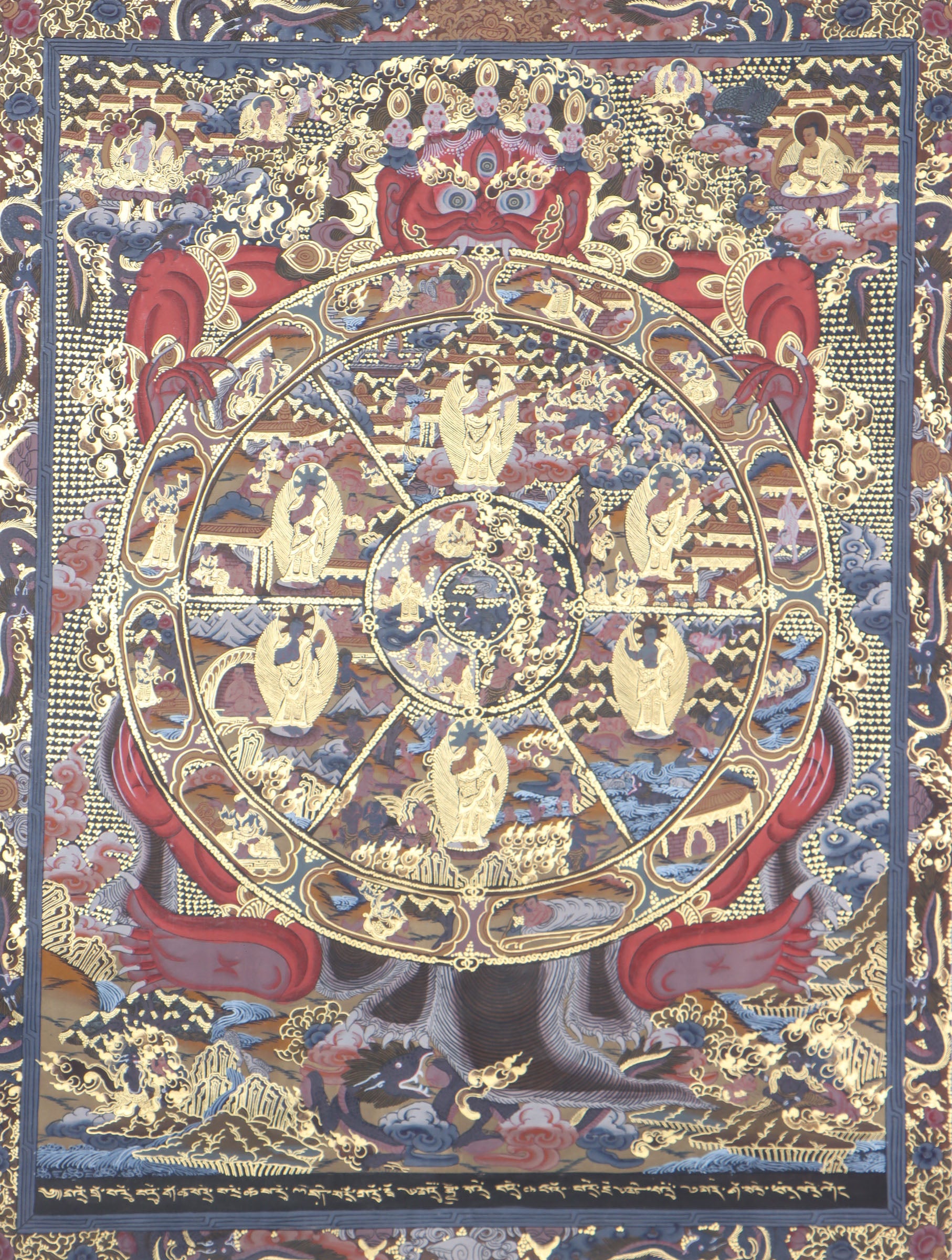 The Wheel of Life thangka illuminates Buddhism's suffering, impermanence, and liberation.