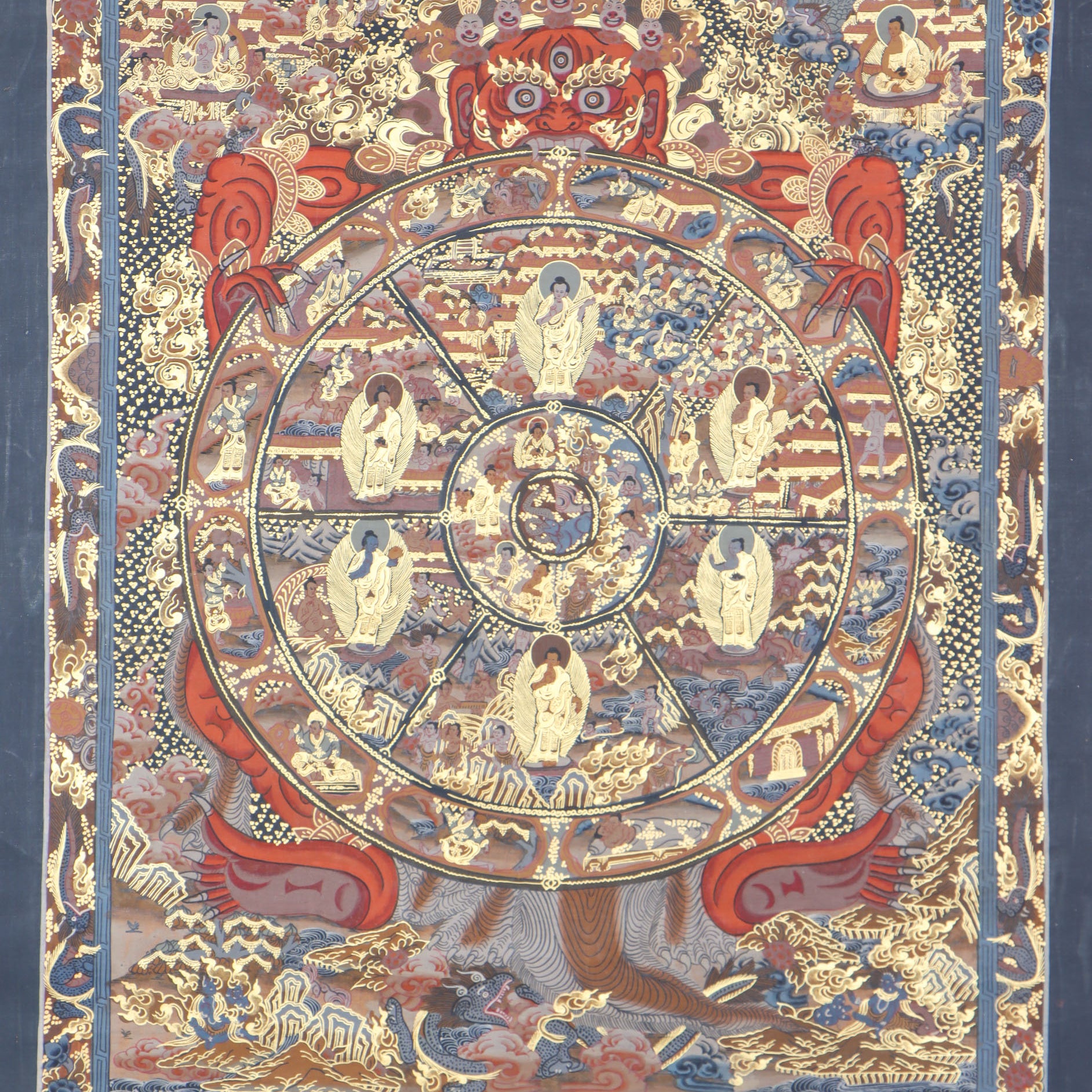 Wheel of Life Thangka  provides  an effective tool for spiritual contemplation and understanding.