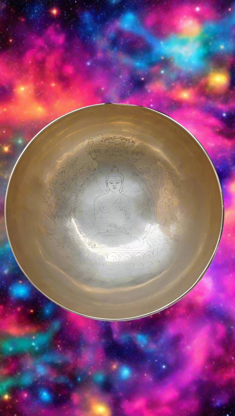 Shakyamuni Bowl Carved Singing Bowl for sound healing.