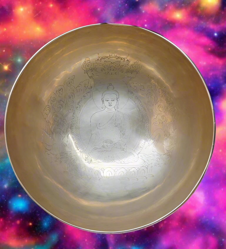 Shakyamuni Bowl Carved Singing Bowl for sound healing.