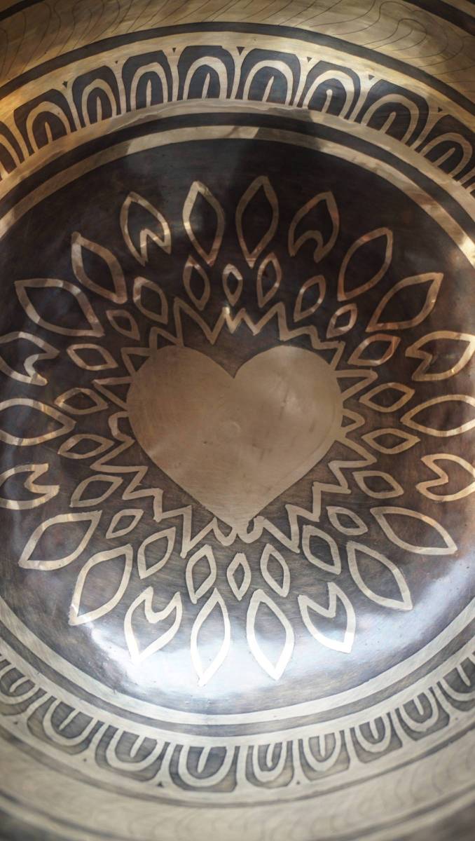 Heart Mandala Carved Singing Bowl - Handcrafted Bowl