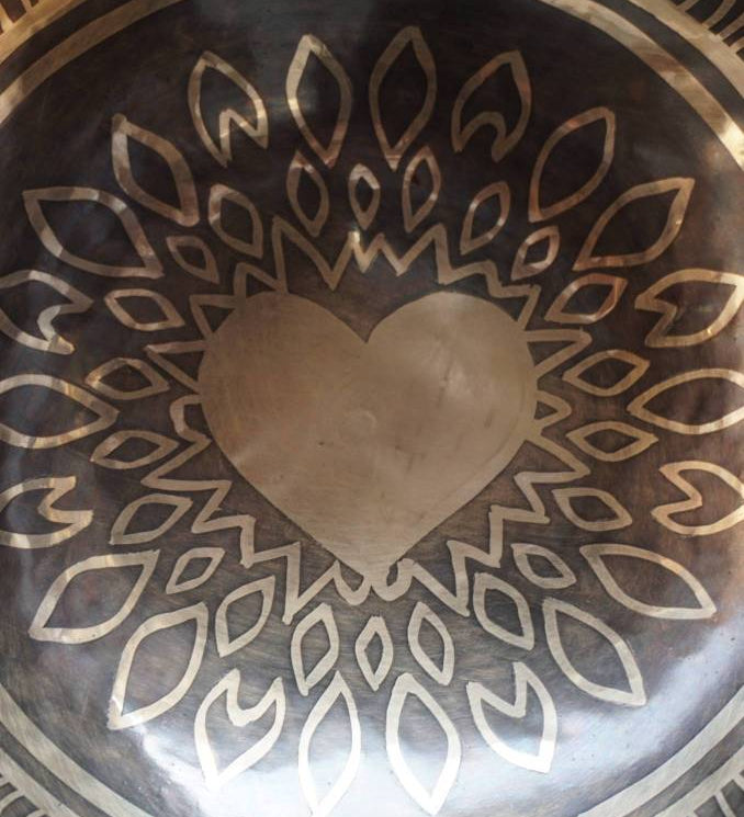 Heart Mandala Carved Singing Bowl - Handcrafted Bowl