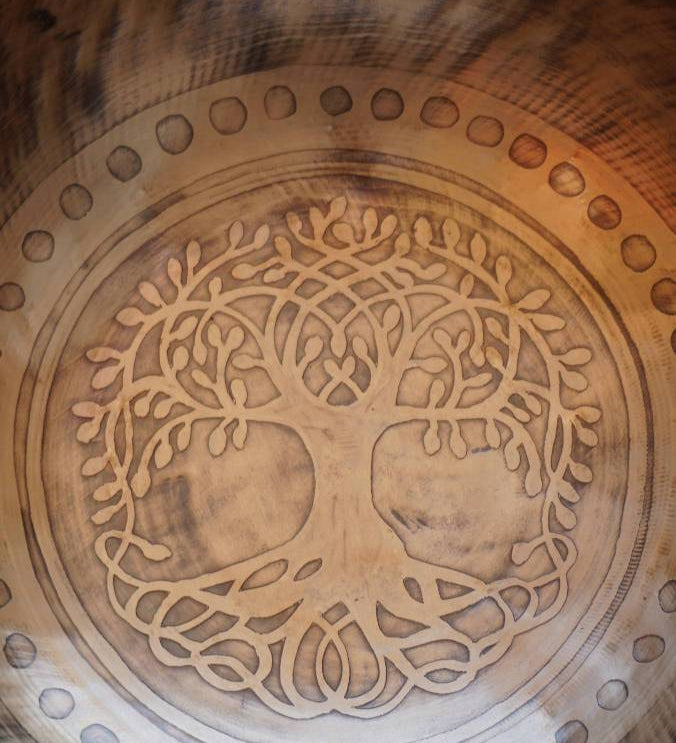 Tree of life Singing Bowl for meditation and sound healing.