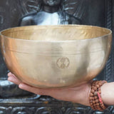 Tibetan Handcrafted Lotus Engraved Singing Bowl for meditation.