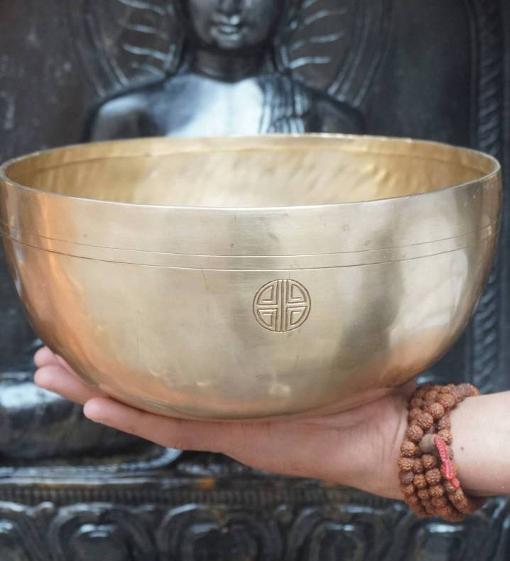 Tibetan Handcrafted Lotus Engraved Singing Bowl for meditation.