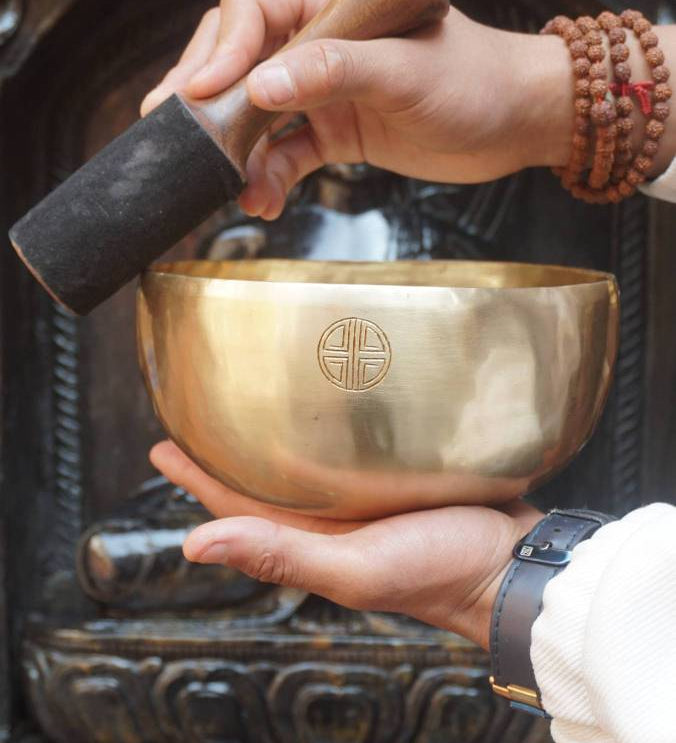 Double Dorje Engraved Tibetan Singing Bowl