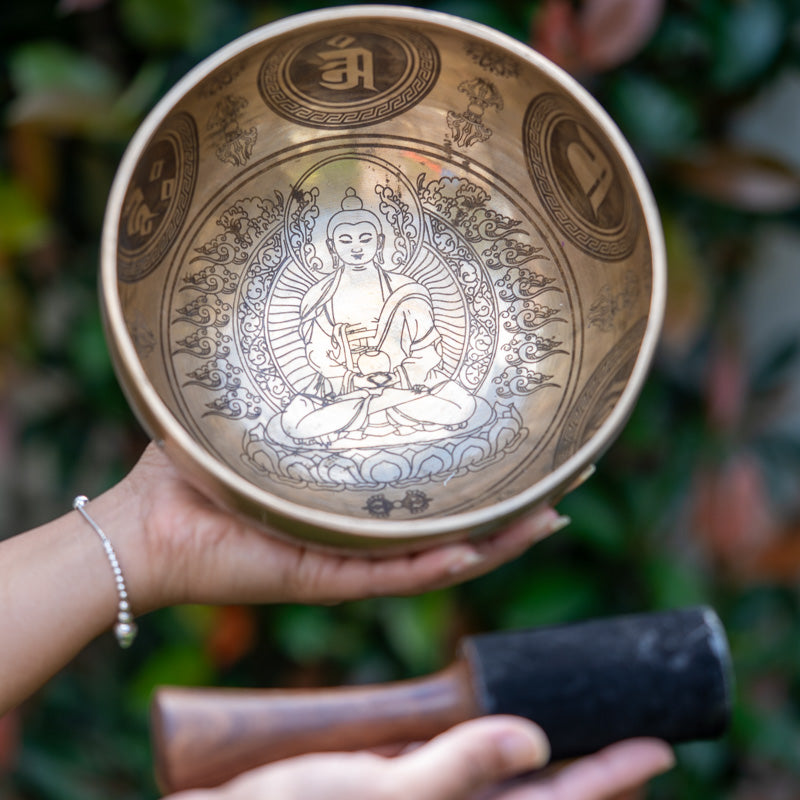 Handcrafted Amitabha Singing Bowl for prayer and meditation.