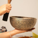 Floral Carved Singing Bowl for meditation.