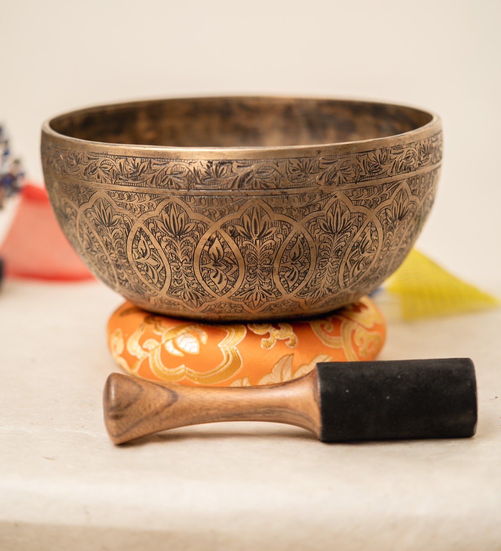 Carved Singing Bowl for sound healing.